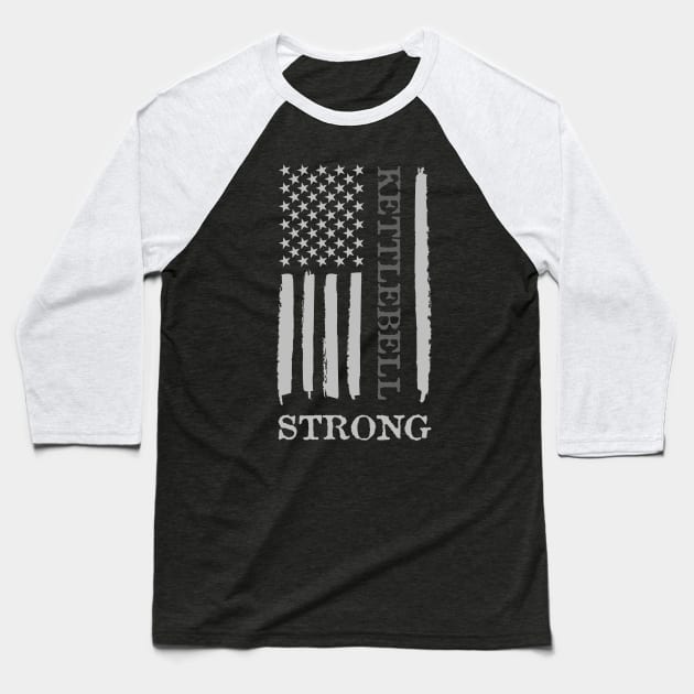 kettlebell American Flag Baseball T-Shirt by e3d